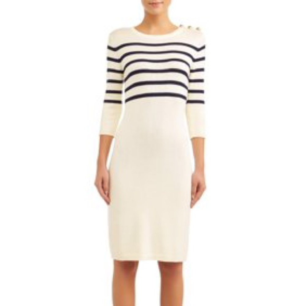 WILLOW & WIND Midi Striped Shift Sweater Dress
